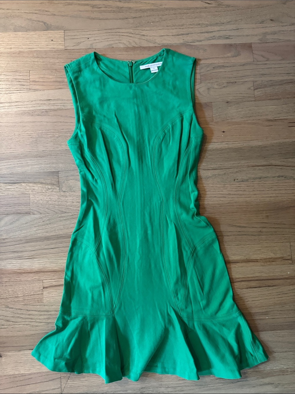 Diane Von Furstenberg Emerald Green Sleeveless Fit-and-Flare Dress